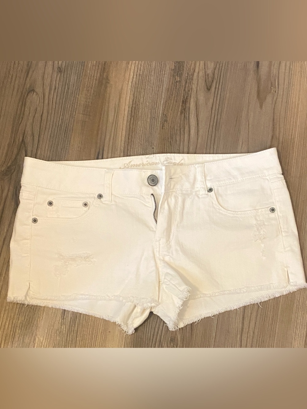 American Eagle Outfitters White Frayed Denim Cutoff Shorts
